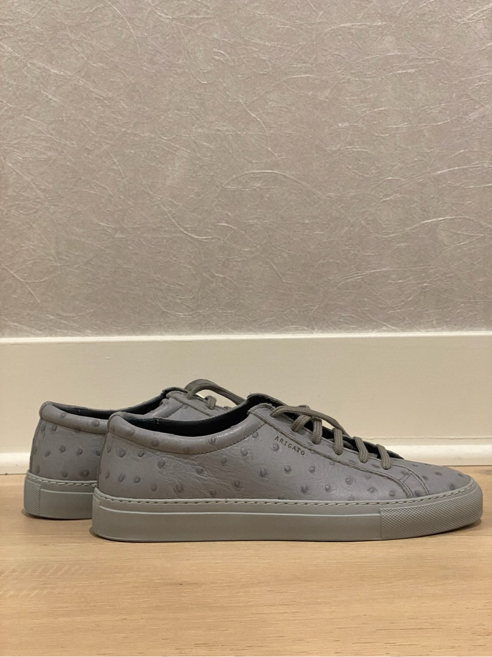 Axel Arigato Grey Ostrich-Embossed Low-Top Sneakers
